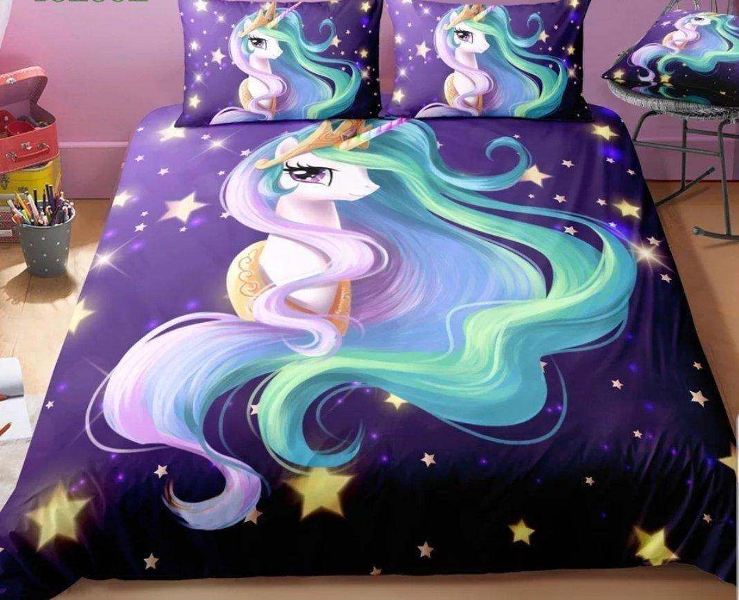 Lady Unicorn With Long Hair Bedding Set