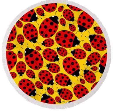 Ladybugs On The Beach Printed Round Beach Towel