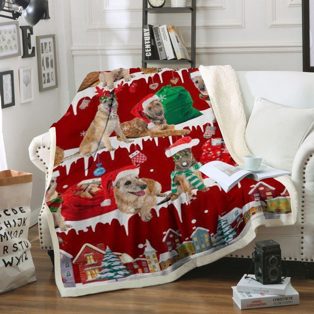 Laekenois Dog Snow Christmas Sherpa Fleece Blanket