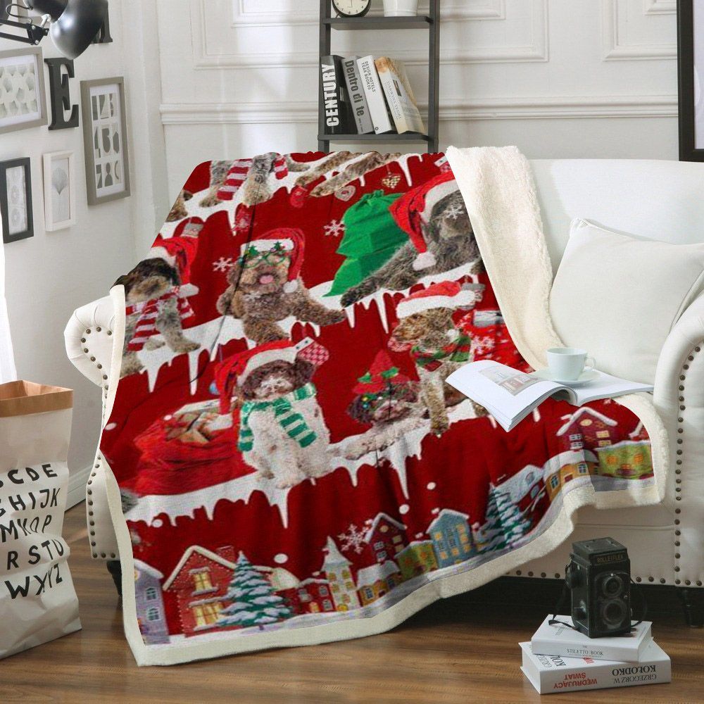 Lagotto Romagnolo Snow Christmas Sherpa Fleece Blanket