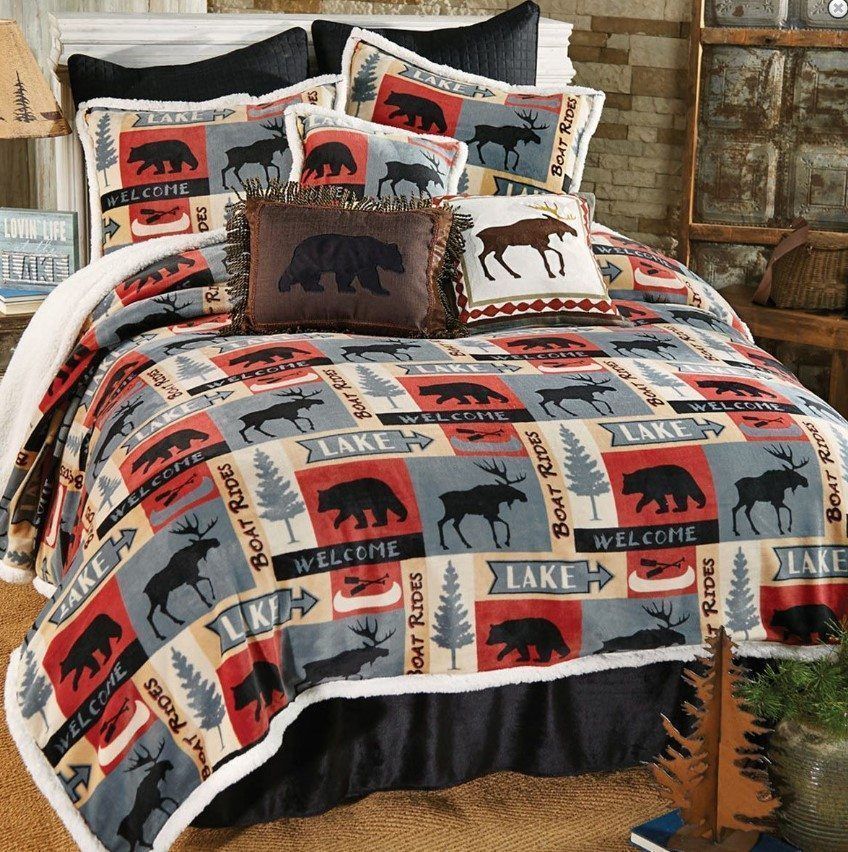 Lake House Bear Moose Bedding Set