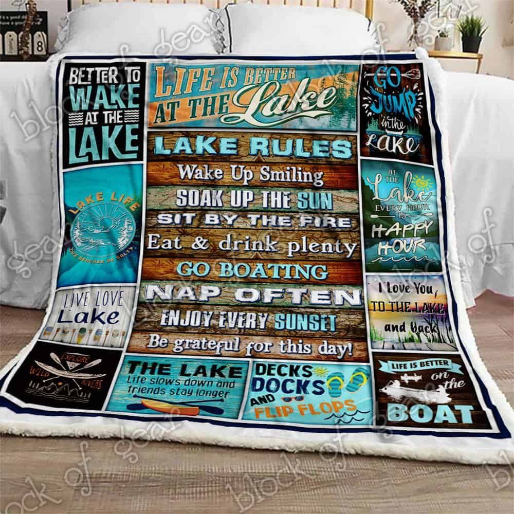 Lake Rules Fleece Blanket