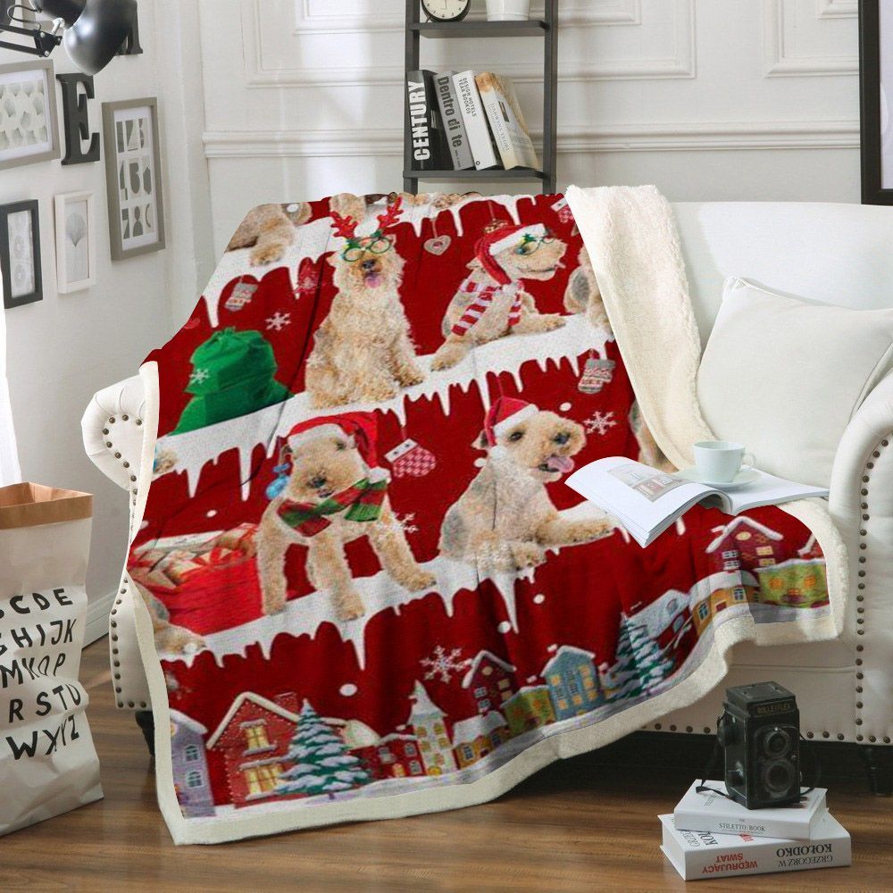 Lakeland Terrier Snow Christmas Sherpa Fleece Blanket