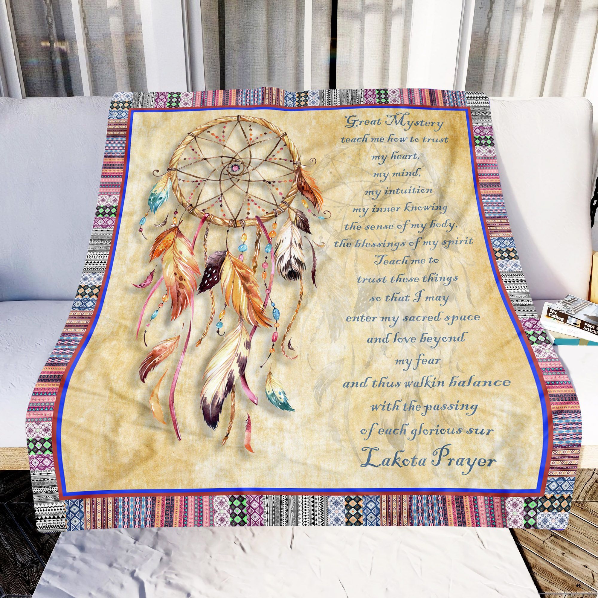Lakota Prayer Dream Catcher Sherpa Fleece Blanket
