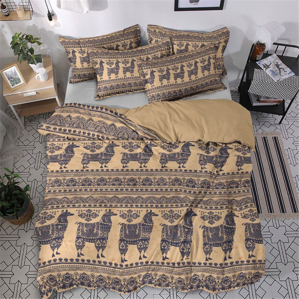 Lama Cotton Bed Sheets Spread Comforter Bedding Set