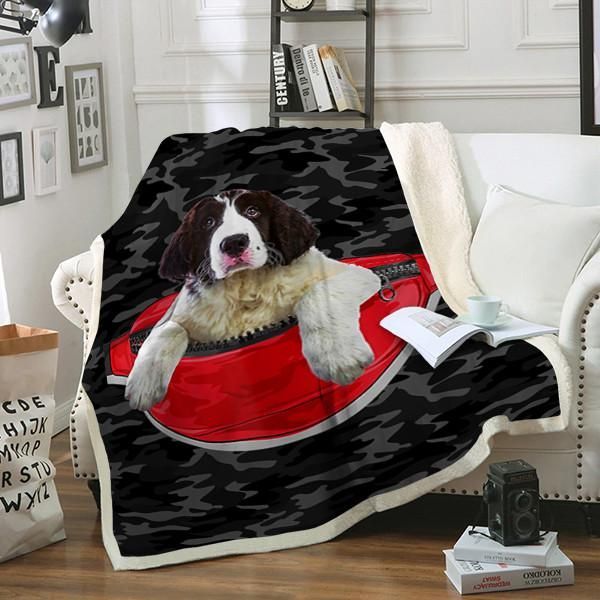 Landseer Dog Sherpa Fleece Blanket