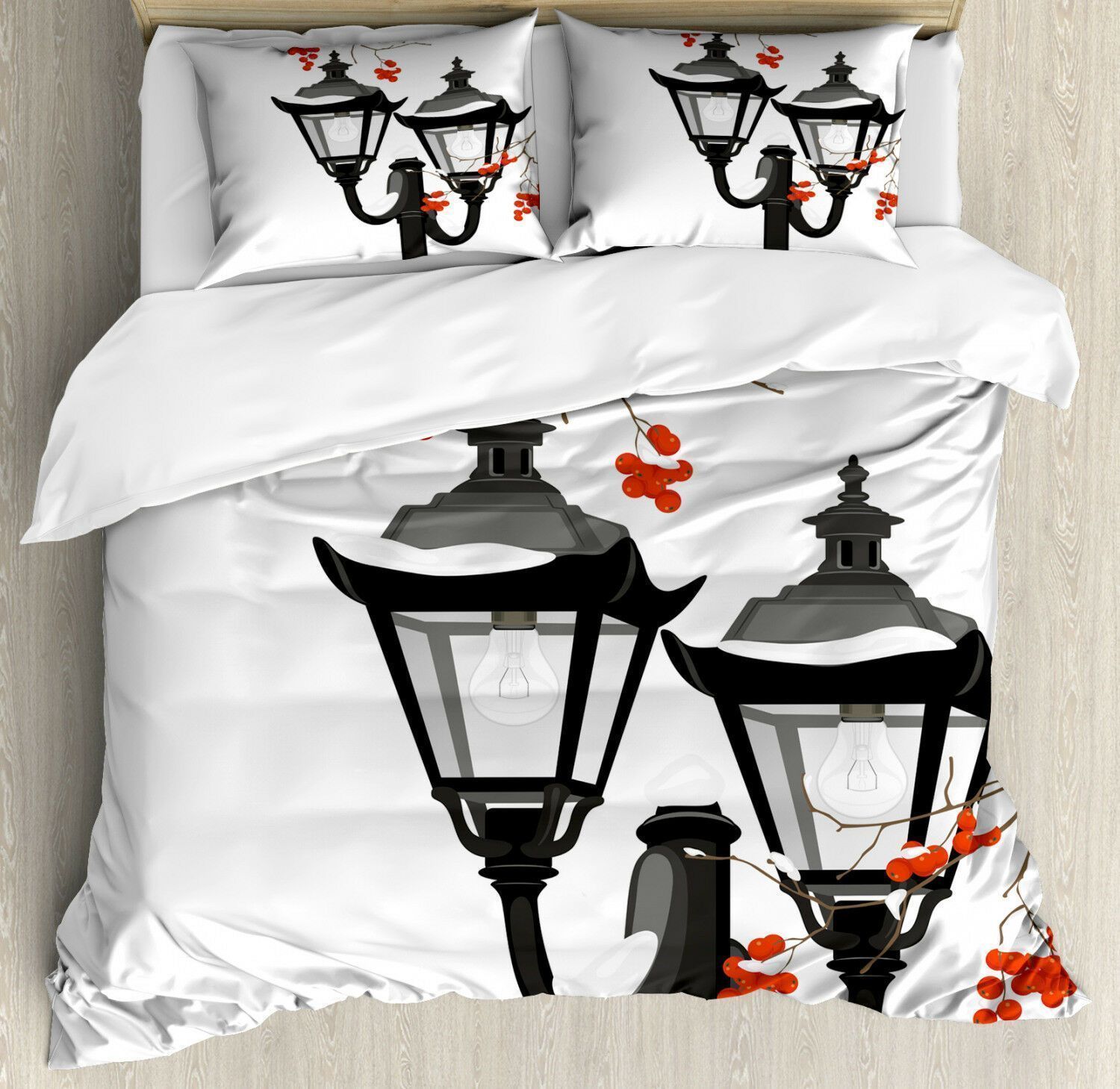 Lantern Snowy Branches Bedding Set