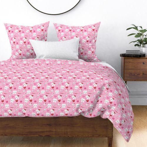 Large Happy Valentine’s Day Teeth Pink Bedding Set