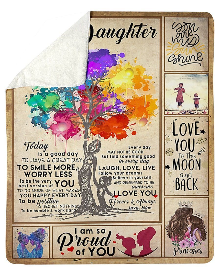 Laugh Love Live Colorful Tree Fleece Blanket To Daughter Sherpa Blanket
