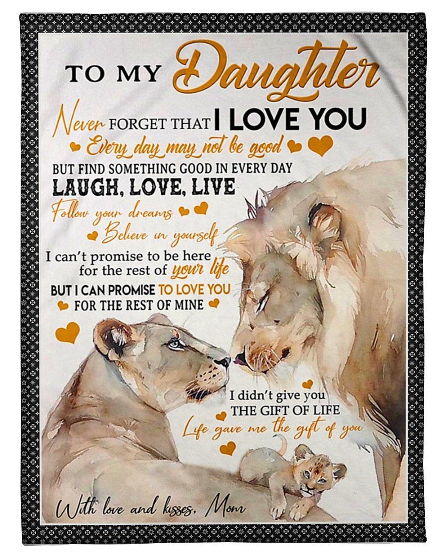 Laugh Love Live Lion Family To My Daughter Fleece Blanket Fleece Blanket