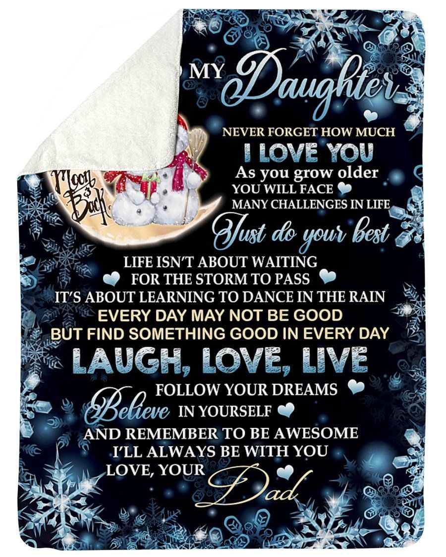 Laugh Love Live Snowan Snowflake Fleece Blanket To Daughter Sherpa Blanket
