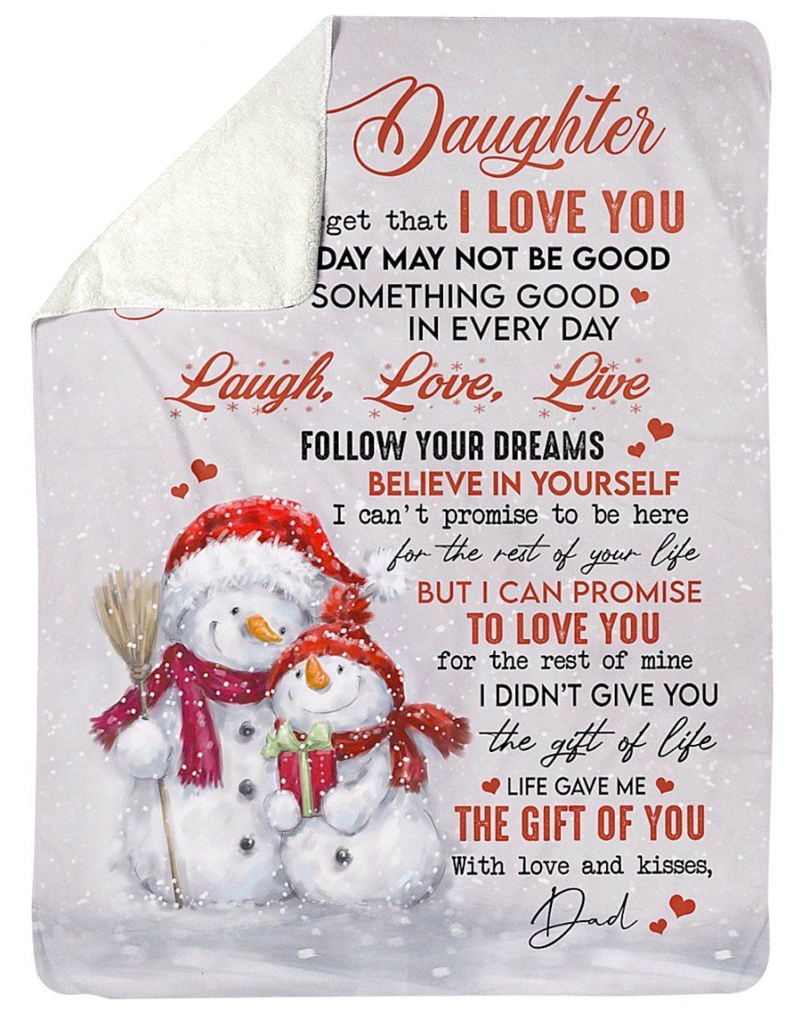 Laugh Love Live Snowman Fleece Blanket To Daughter Sherpa Blanket