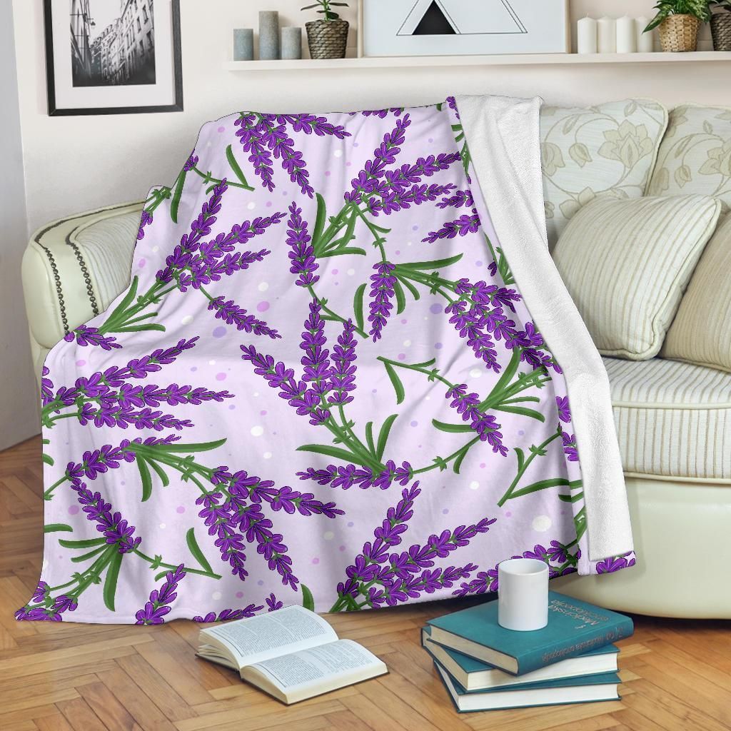 Lavender Pattern Print Design Pink Fleece Blanket