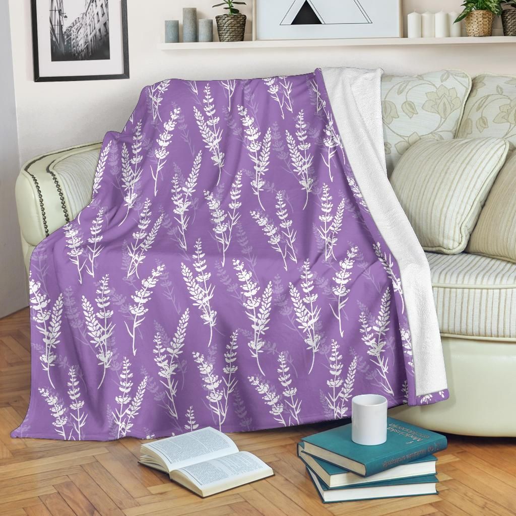 Lavender Pattern Print Design Purple Fleece Blanket