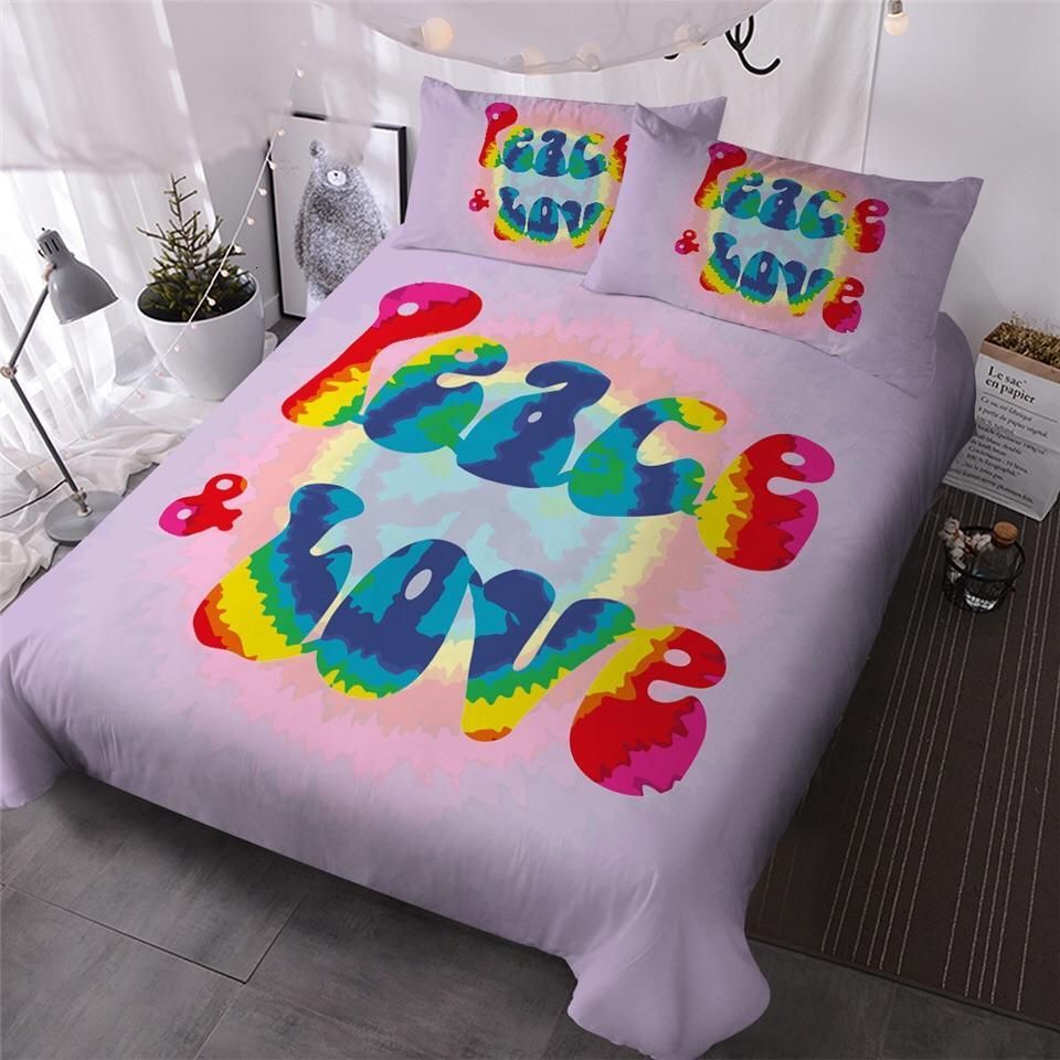 Lavender Peace Love Bedding Set