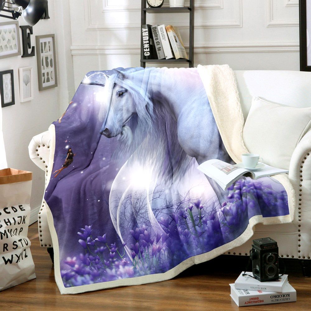 Lavender Unicorn Sherpa Fleece Blanket