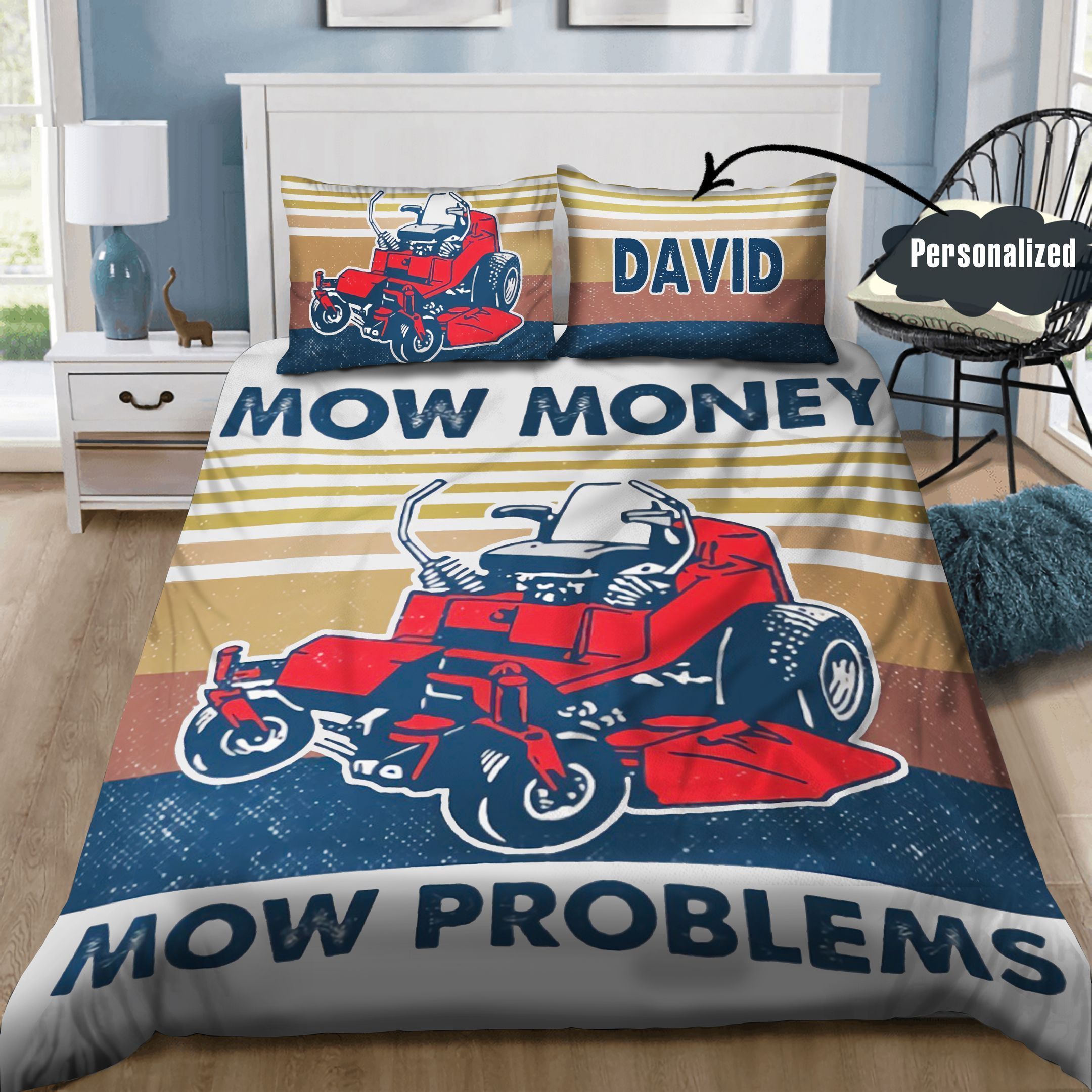 Lawn Mower Personalized Bedding Set