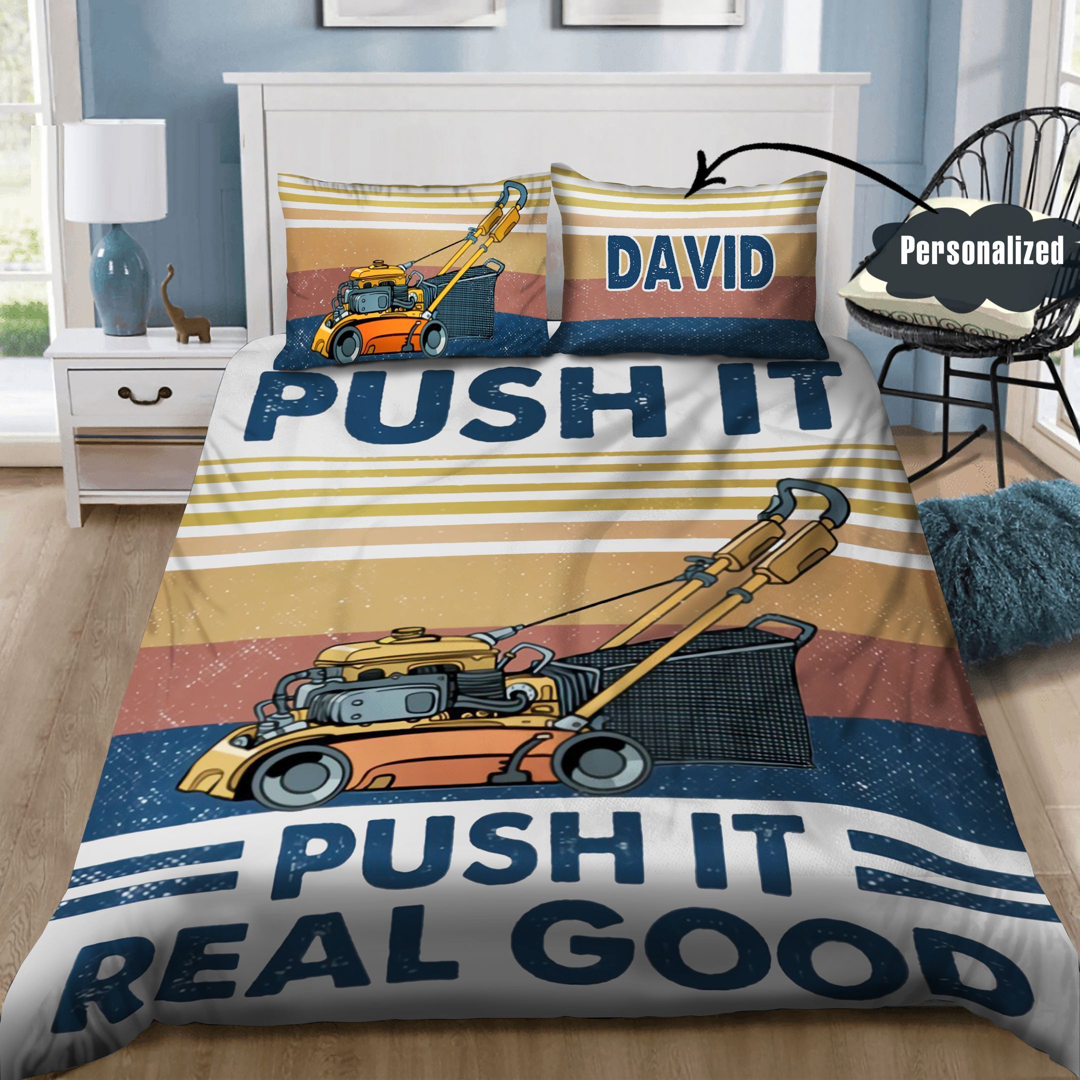 Lawn Mower Personalized Bedding Set