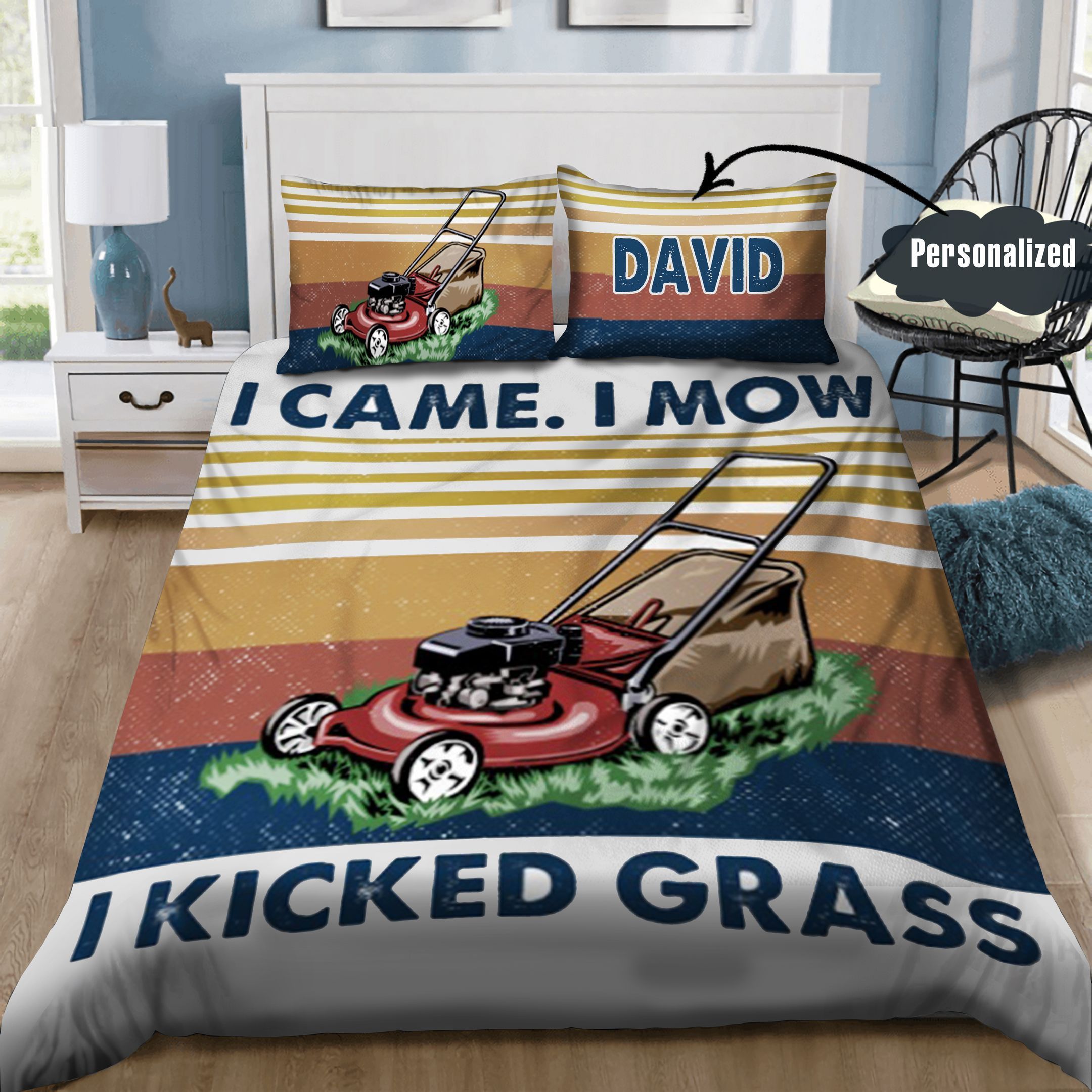 Lawn Mower Personalized Bedding Set