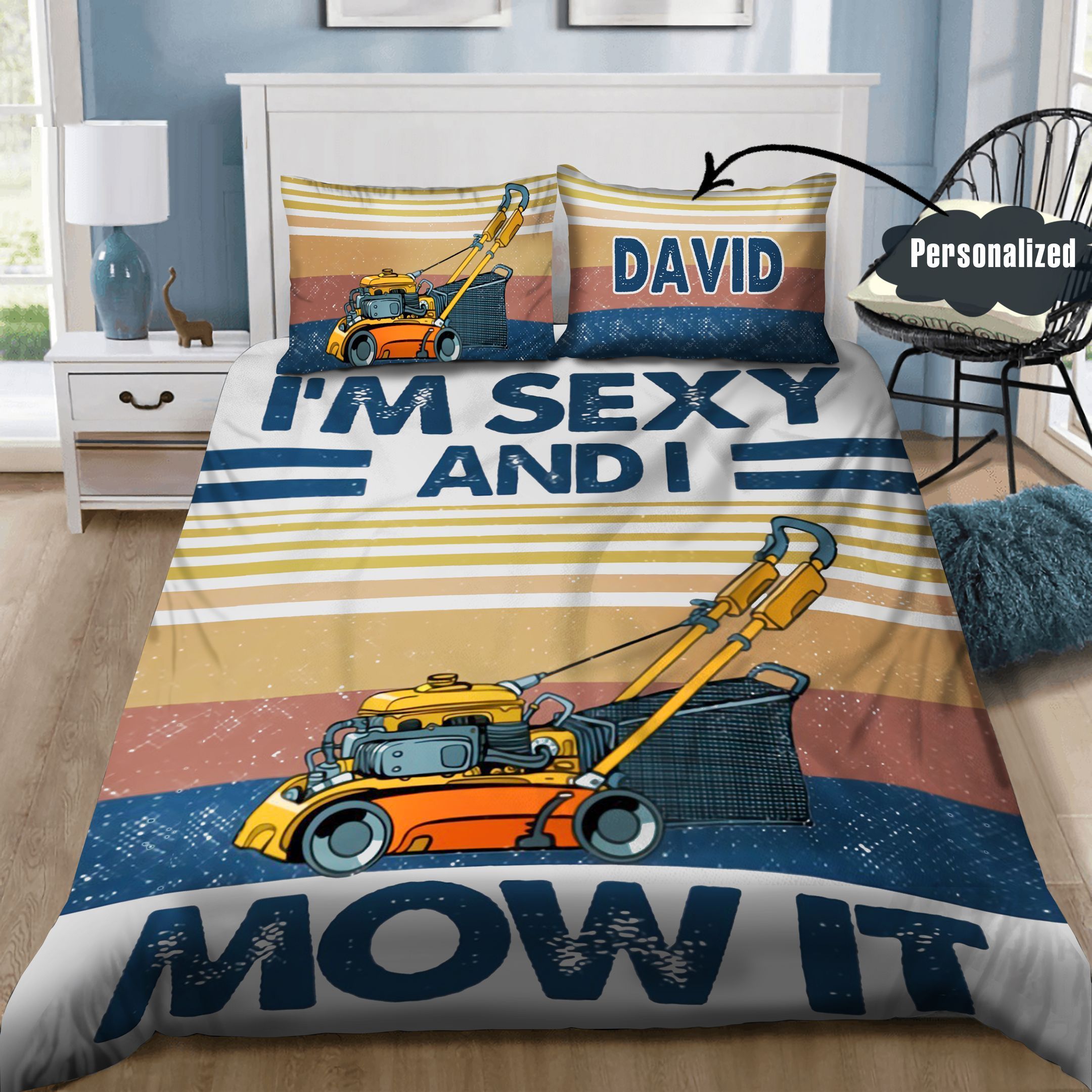 Lawn Mower Personalized Bedding Set