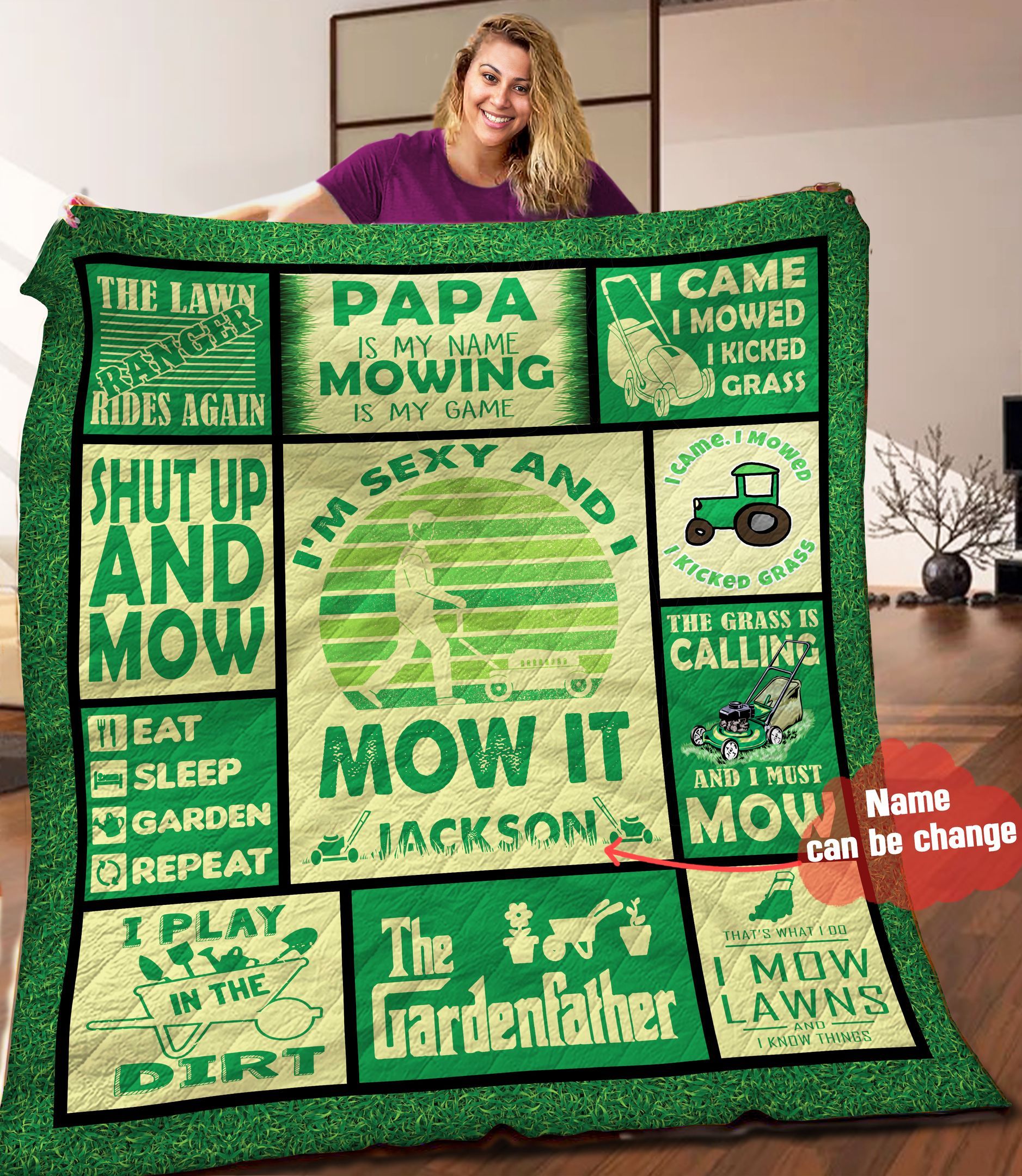 Lawn Mower Personalized Quilt Blanket HHH100615NA
