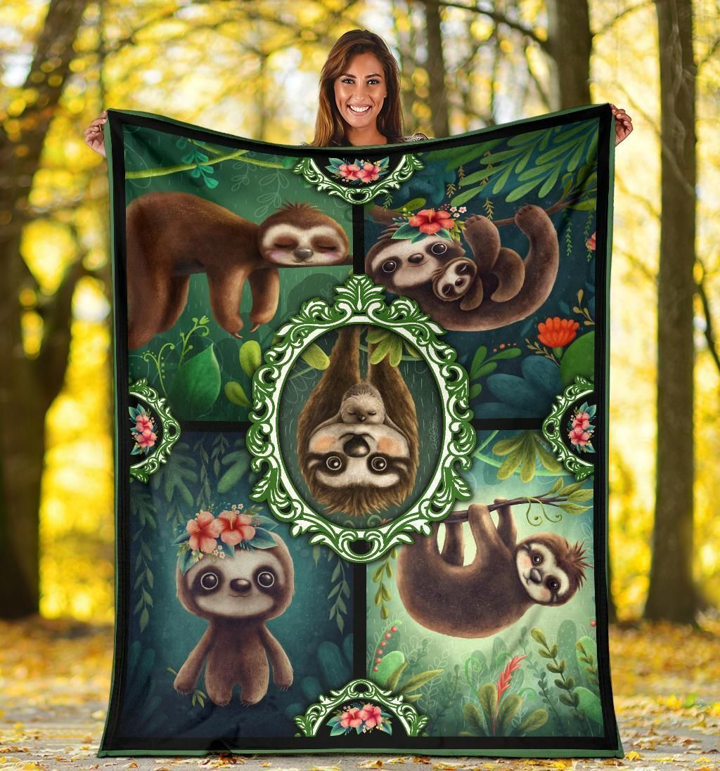 Lazy Baby Sloth Gift For Sloth Lover Printed Fleece Blanket