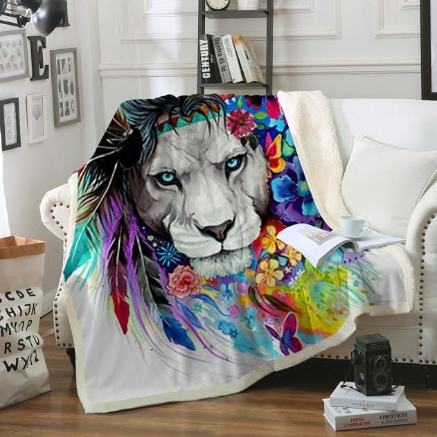 Lazy Lion Vibes Sherpa Fleece Blanket