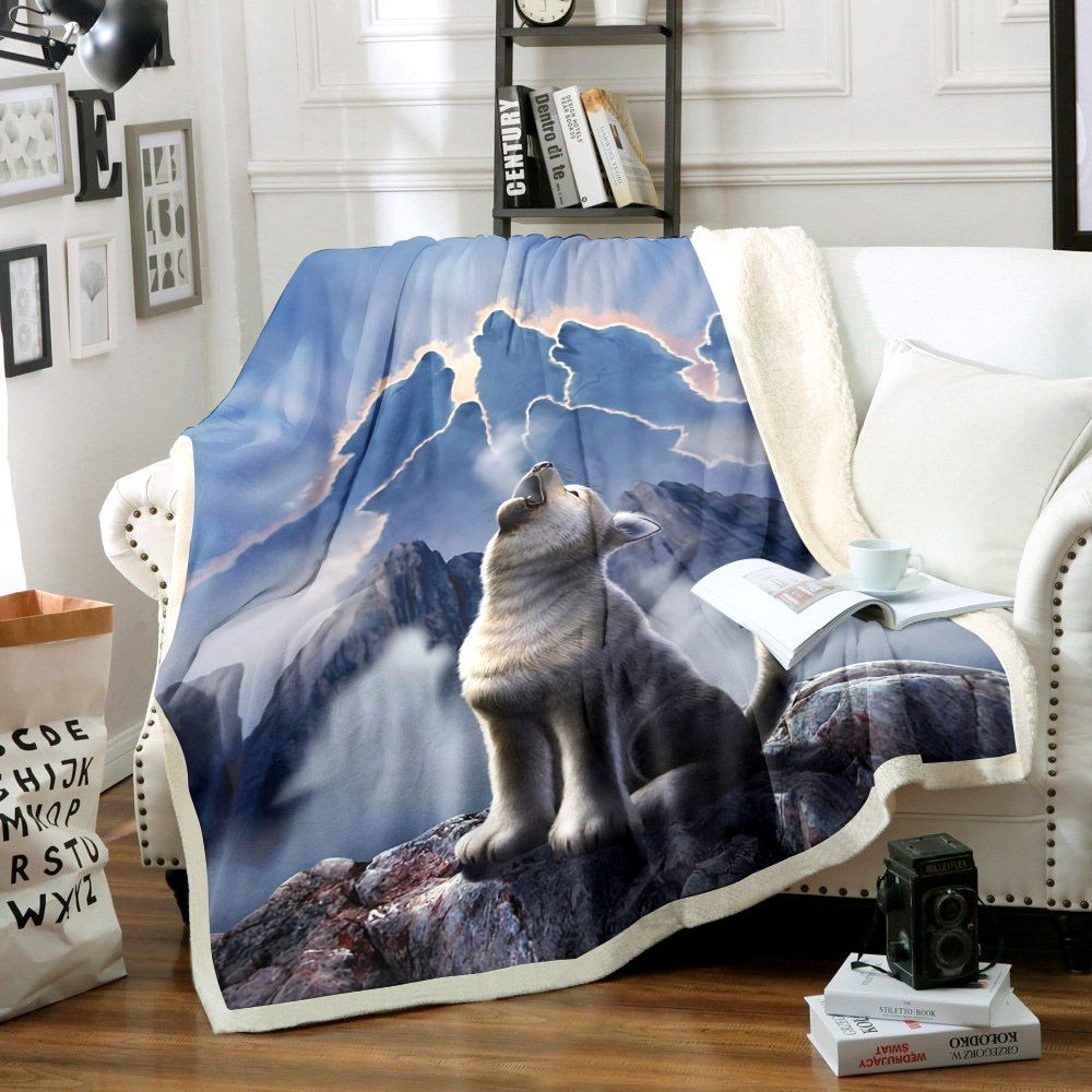 Leader Of The Pack Wolf Sherpa Fleece Blanket