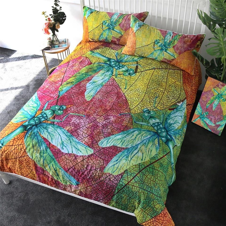 Leaf Stems Dragonfly Bedding Set