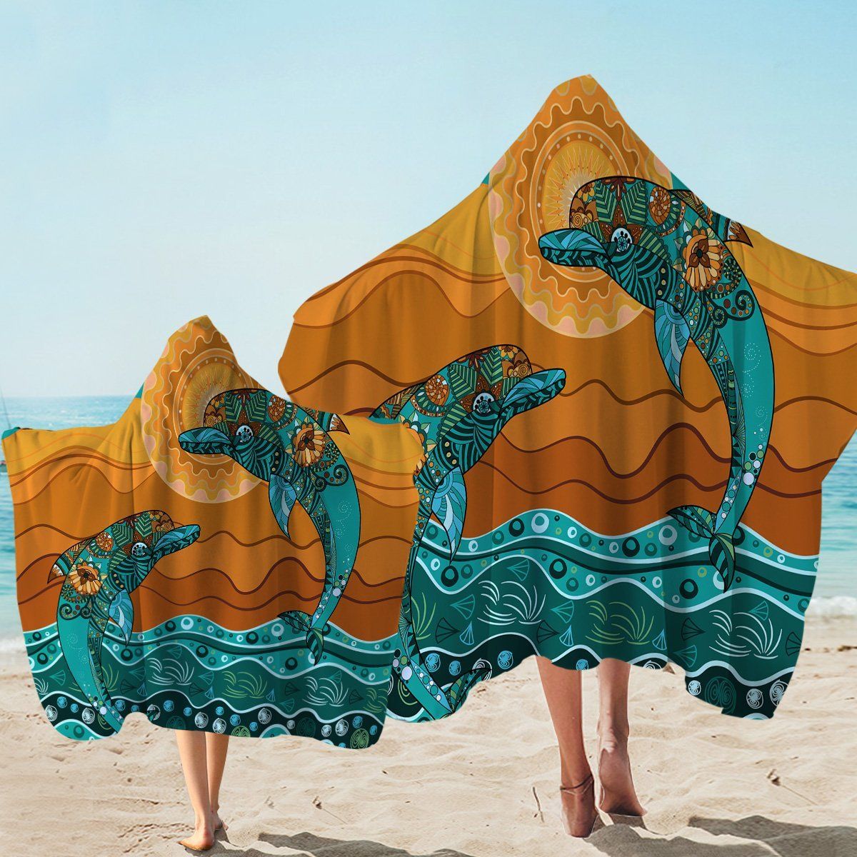 Leaping Dolphins Harmony Printed Hooded Towel