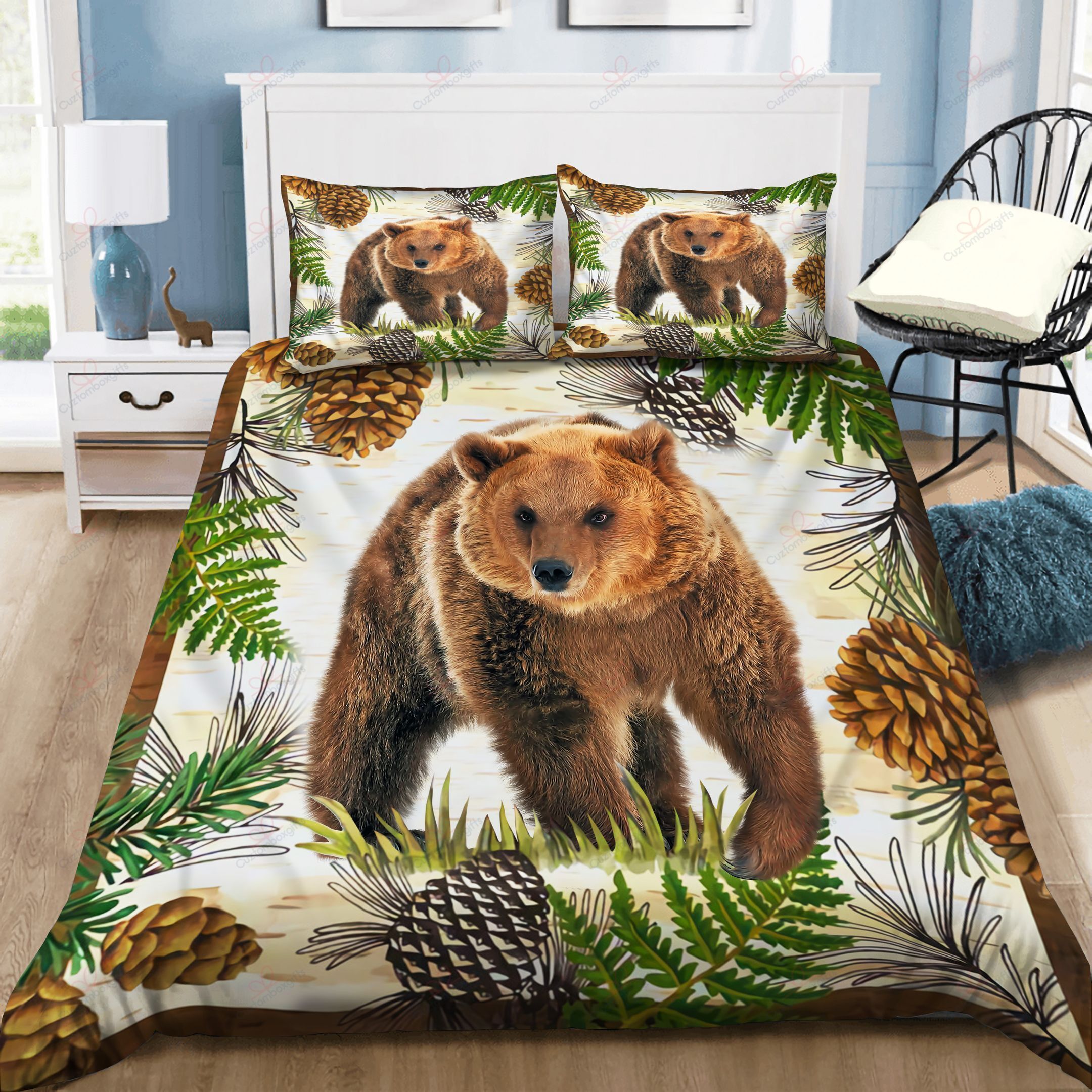 Leaves Bear Vintage Printed Bedding Set