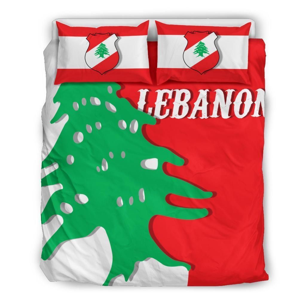 Lebanon Christmas Tree Red And White Bedding Set
