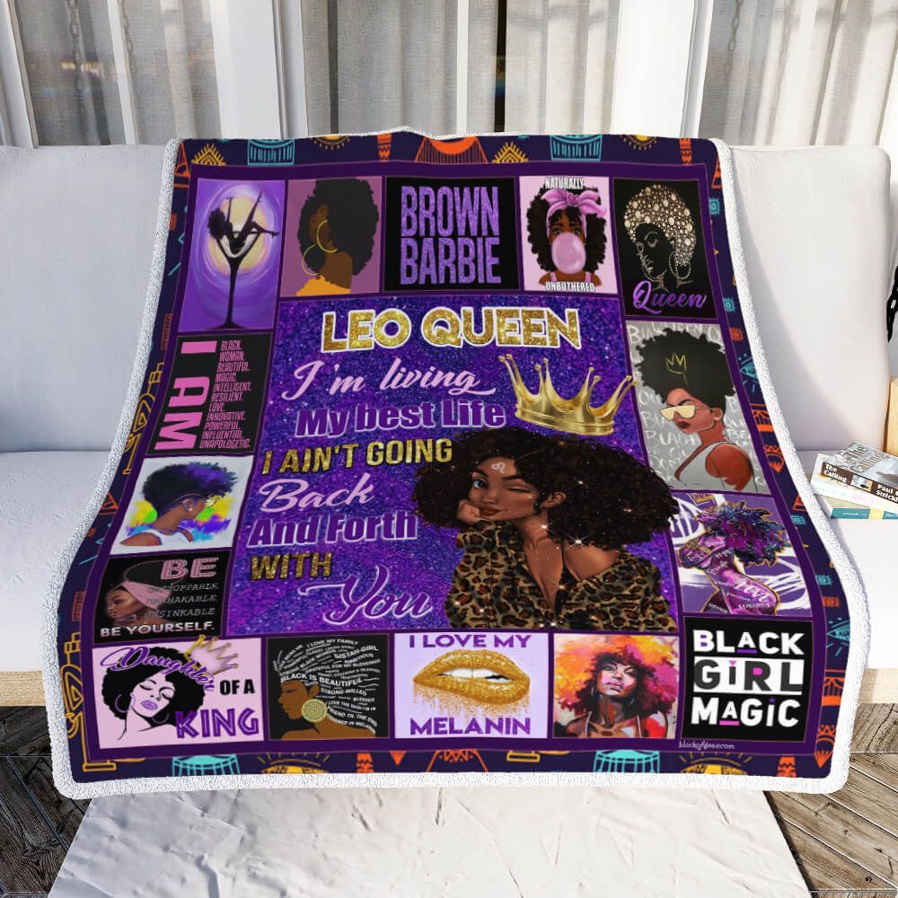 Leo Girl Black Queen Sherpa Fleece Blanket