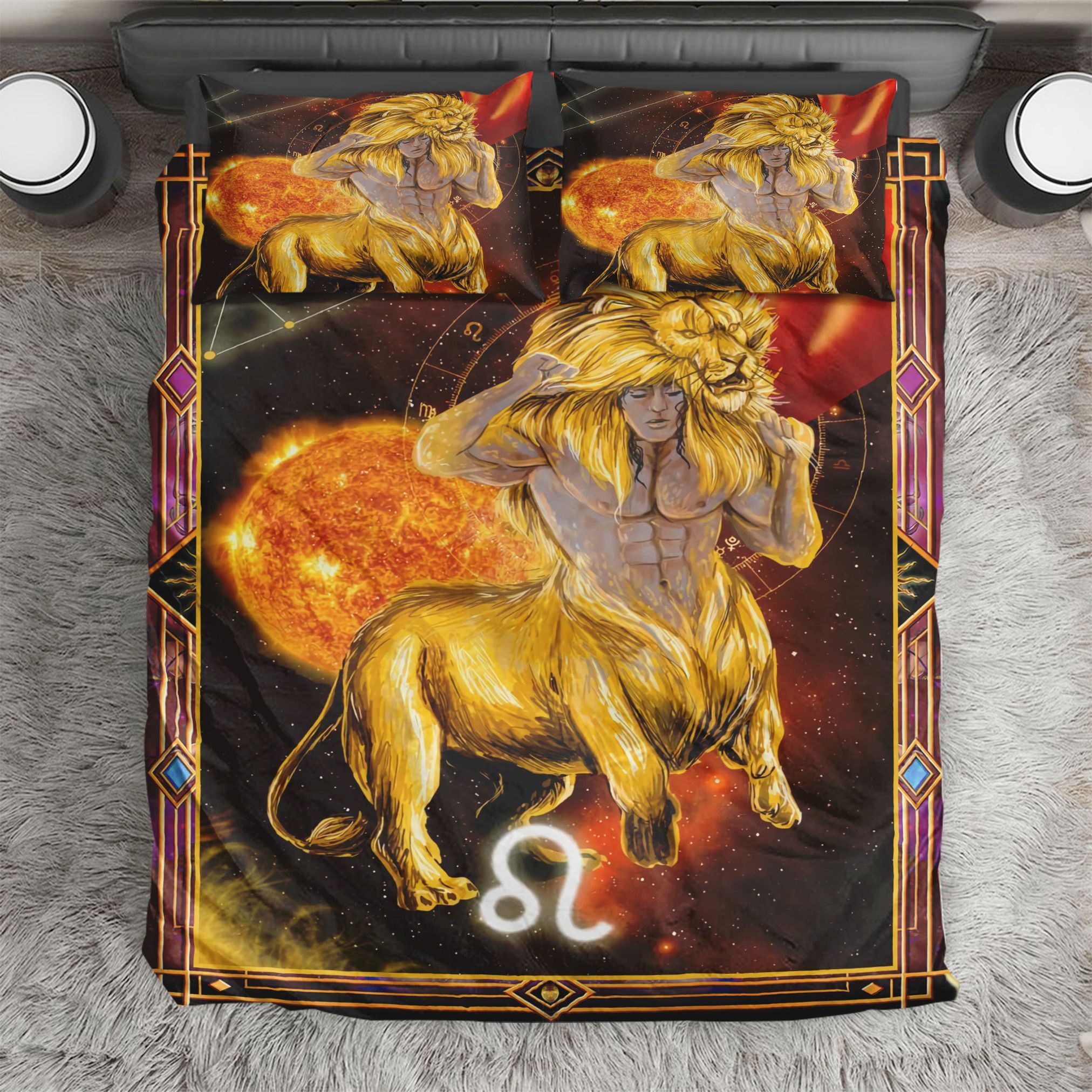 Leo Zodiac Galaxy Bedding Set