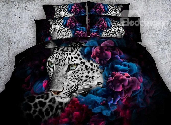 Leopard And Floral Bedding Set