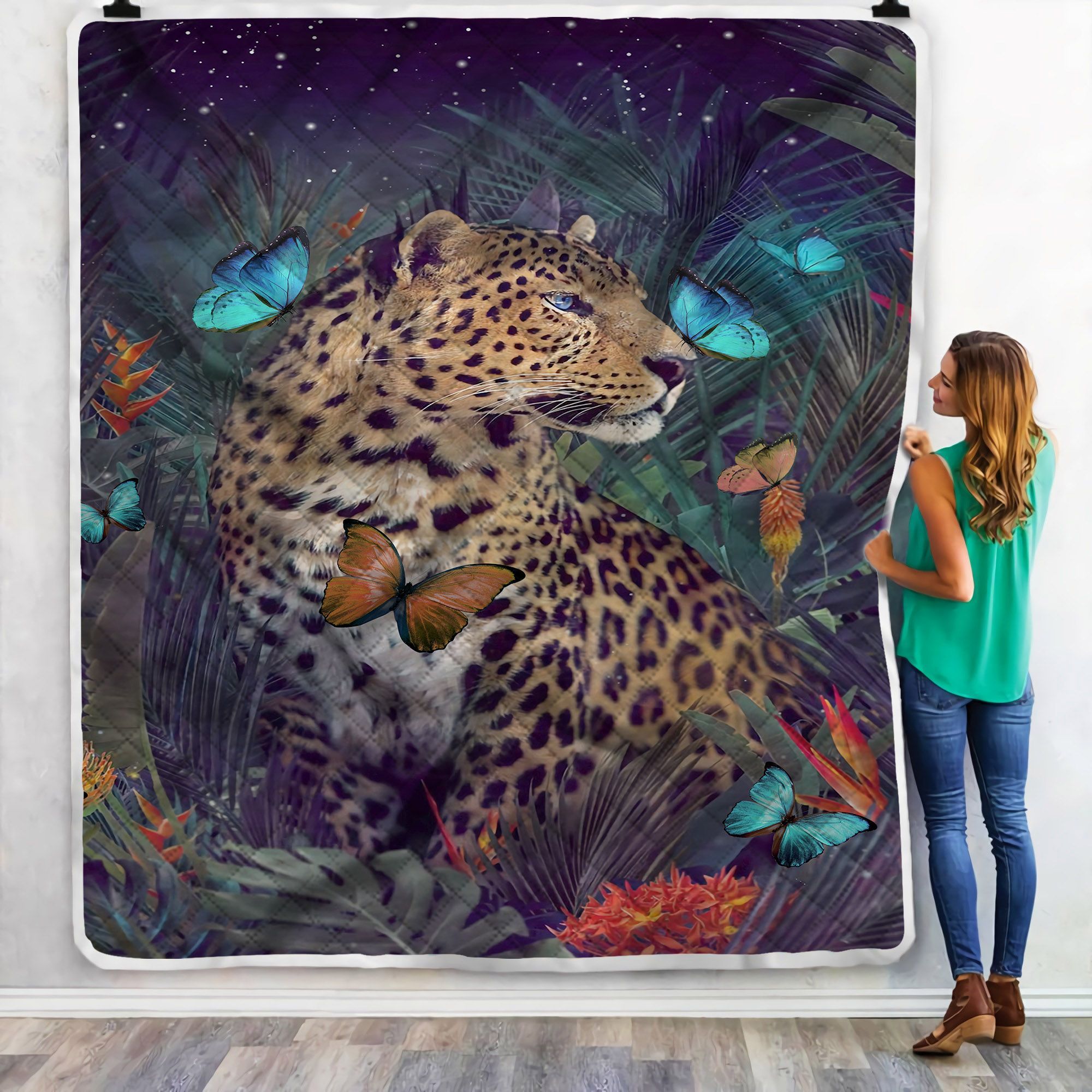 Leopard Butterfly Sherpa Fleece Blanket