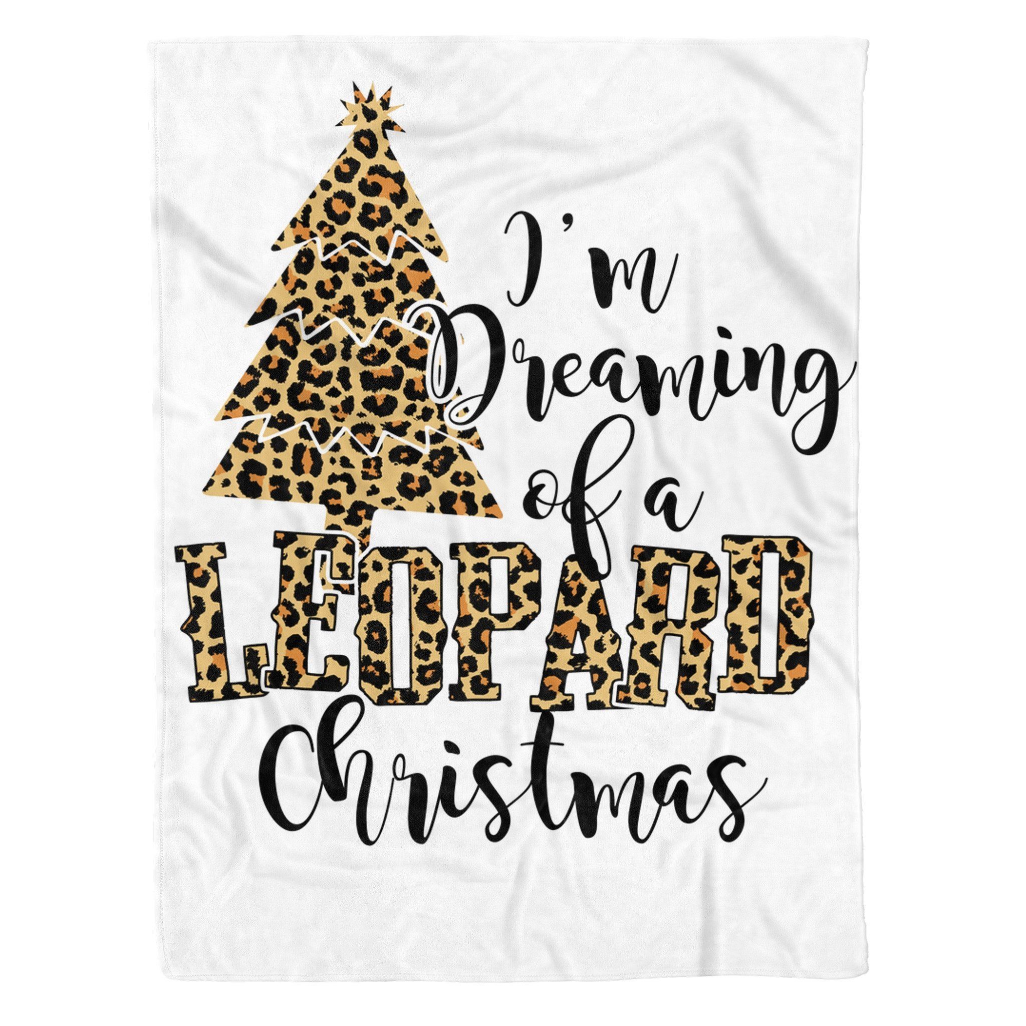 Leopard Christmas Tree Sherpa Fleece Blanket
