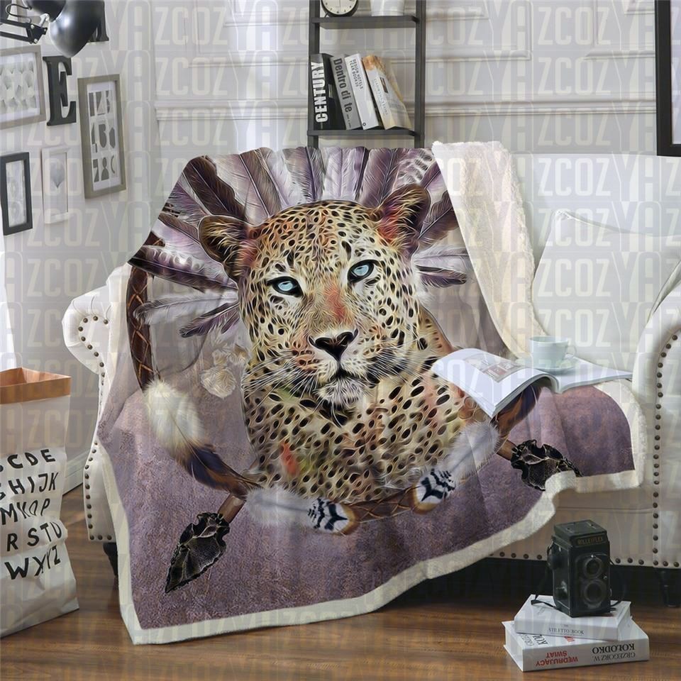Leopard Dreamcatcher Sherpa Fleece Blanket