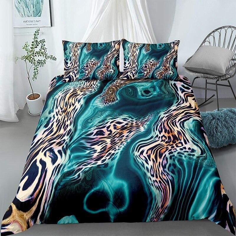 Leopard Pelt Blue Bedding Set