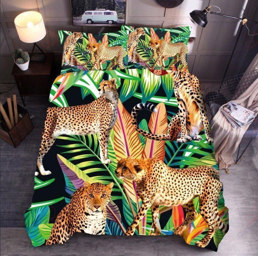 Leopards Leaves Printed Bedding Set