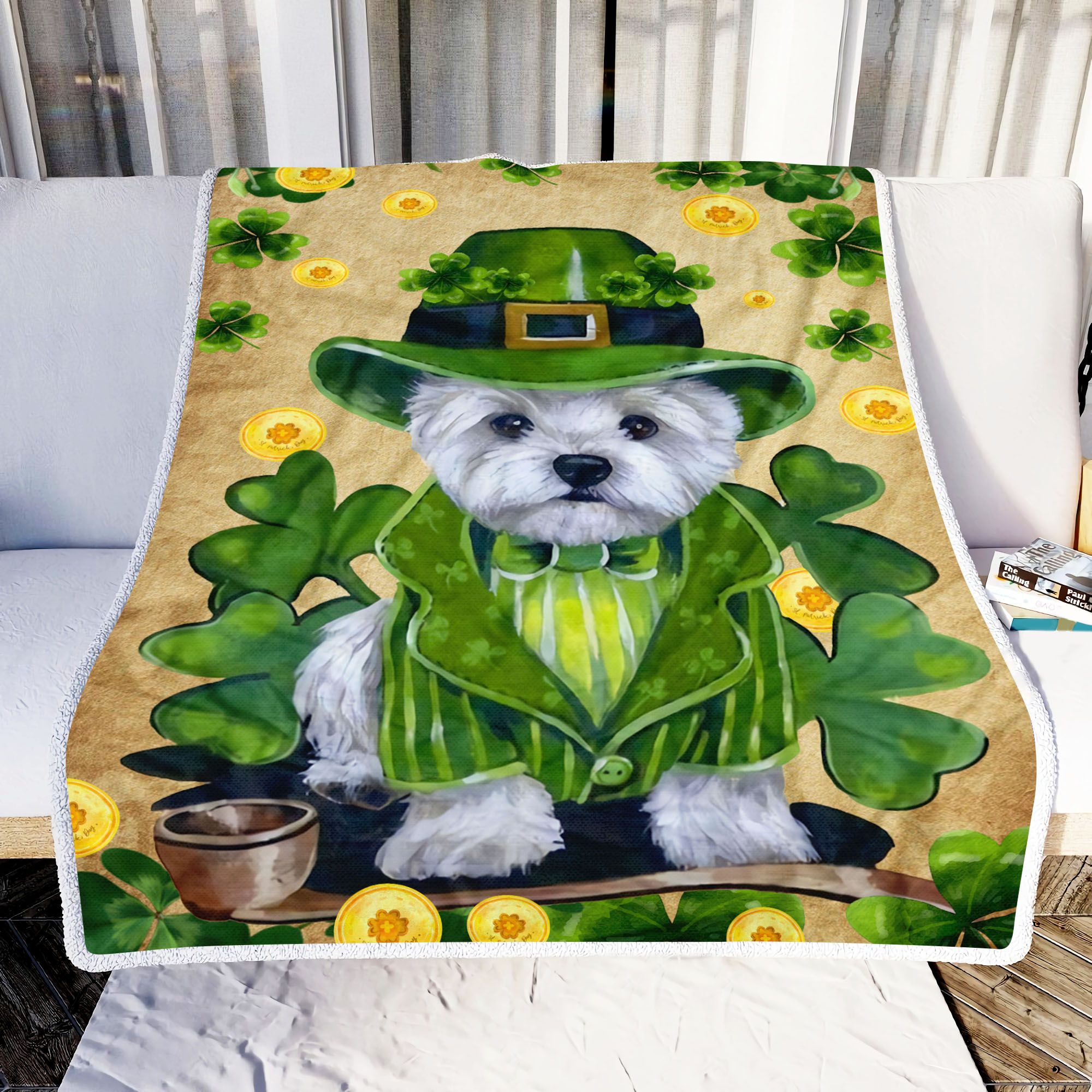 Leprechaun Westie Fleece Blanket