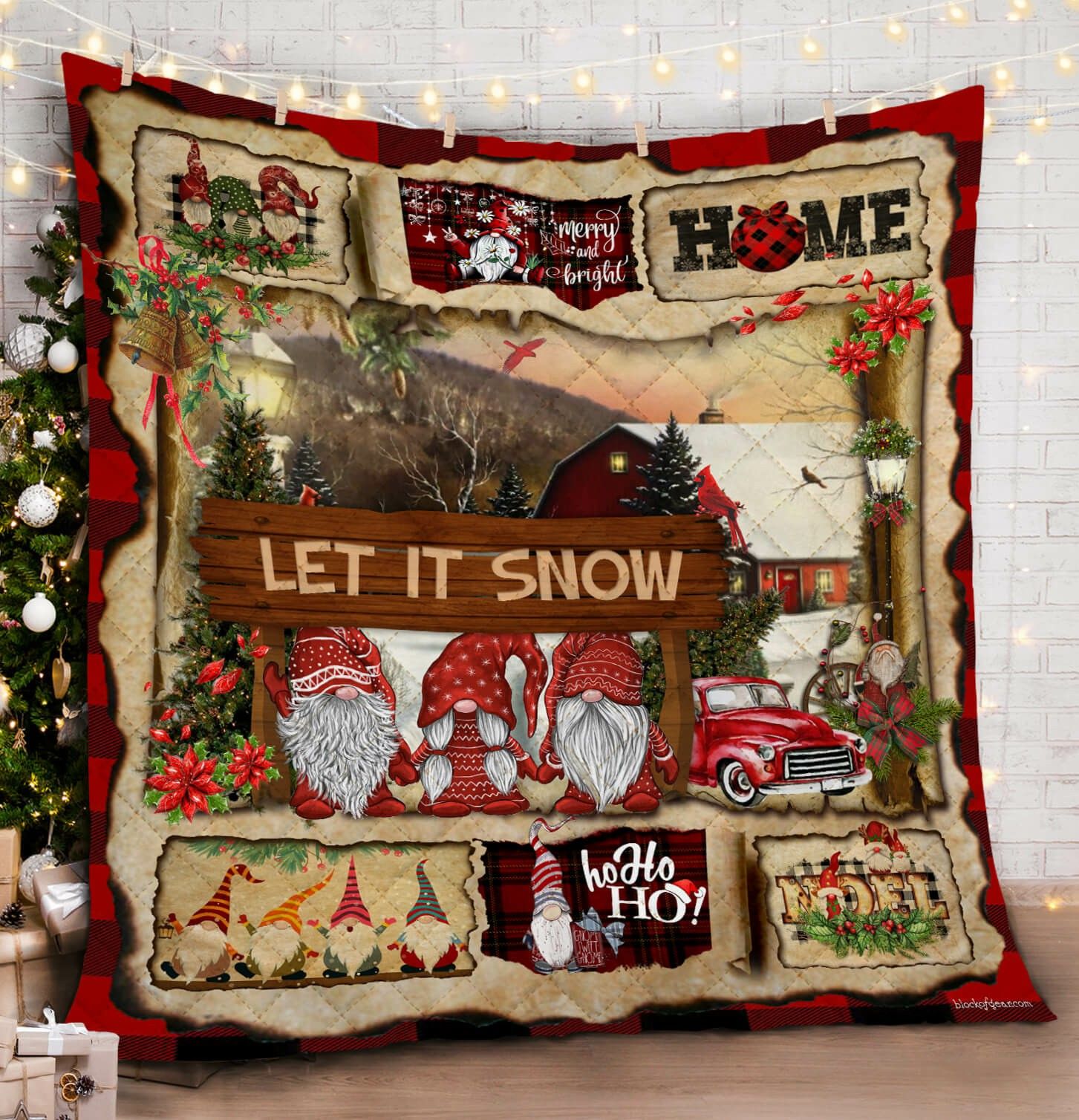 Let It Snow Gnome Christmas HHC121135TH Quilt Blanket