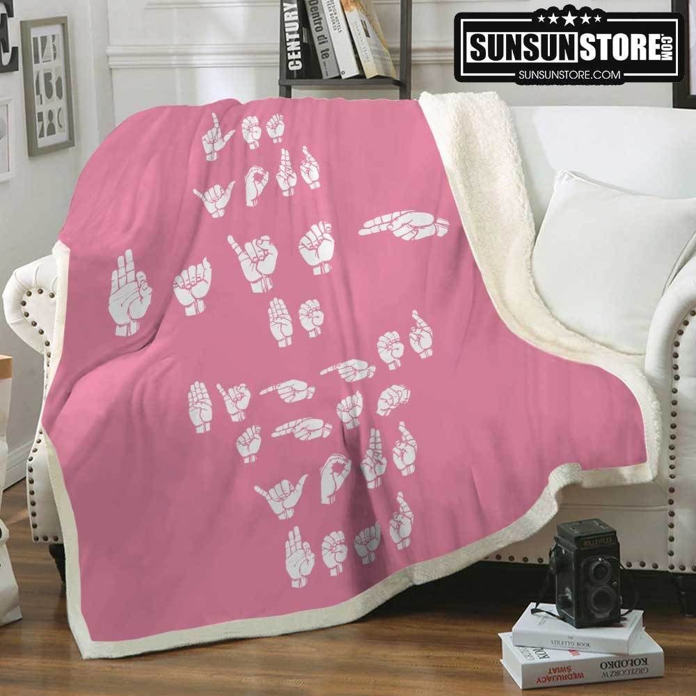 Let Your Faith Be Bigger Than Your Fear Asl Pink Sherpa Fleece Blanket