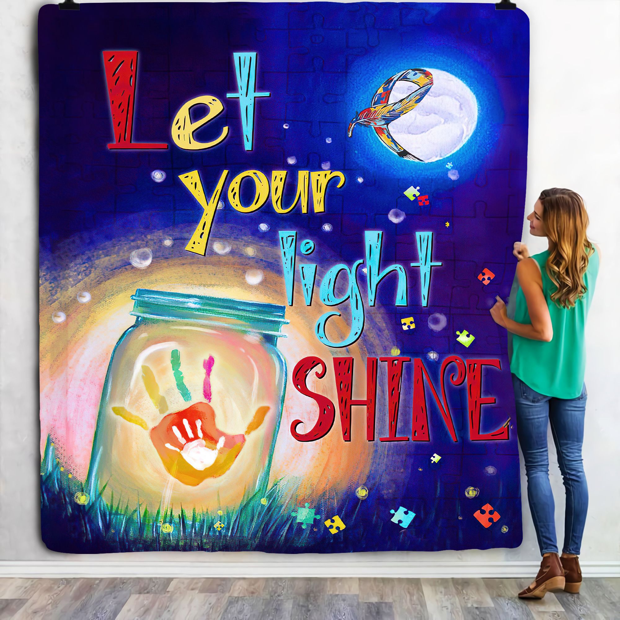 Let Your Light Shine Autism Fleece Blanket