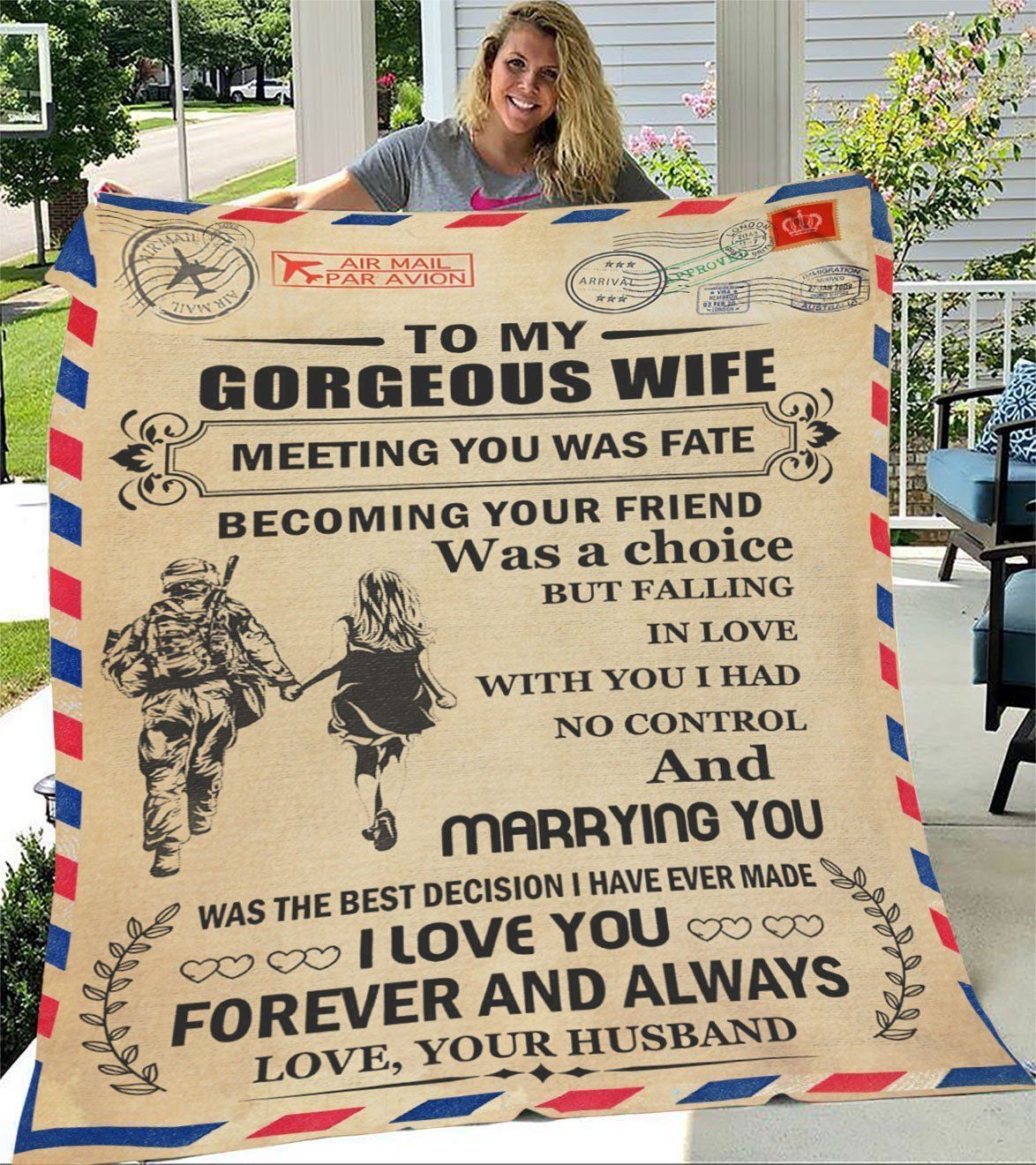 Letter Gift For Wife Marrying You Was The Best Decision Fleece Blanket