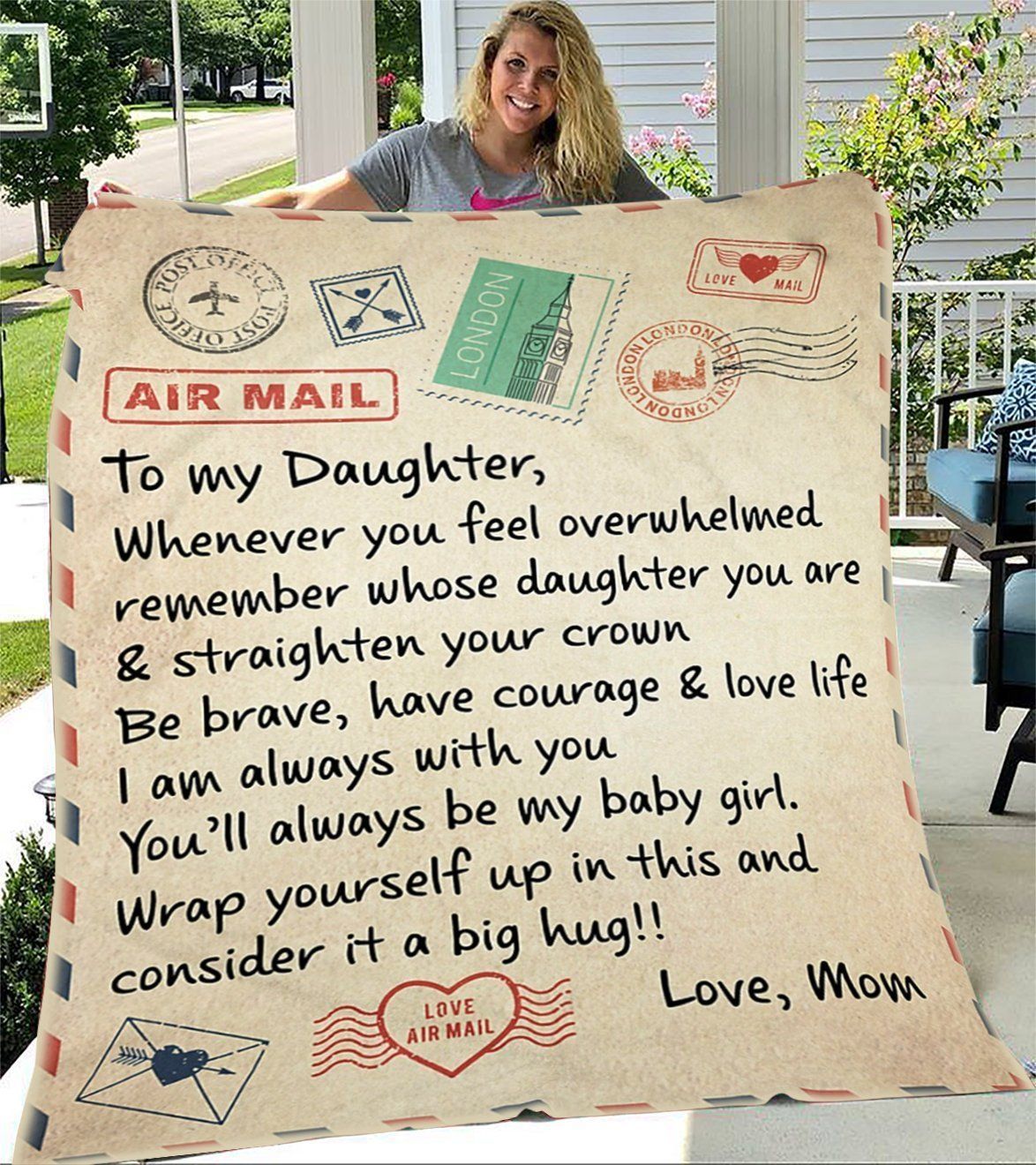 Letter Mom Gift For Daughter Be Brave Have Courage Love Life Fleece Blanket