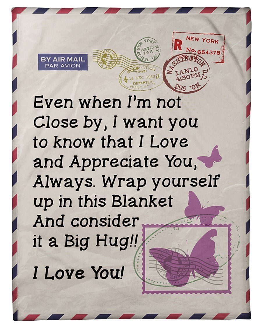 Letter To Wife Purple Butterflies I Love You Fleece Blanket Fleece Blanket