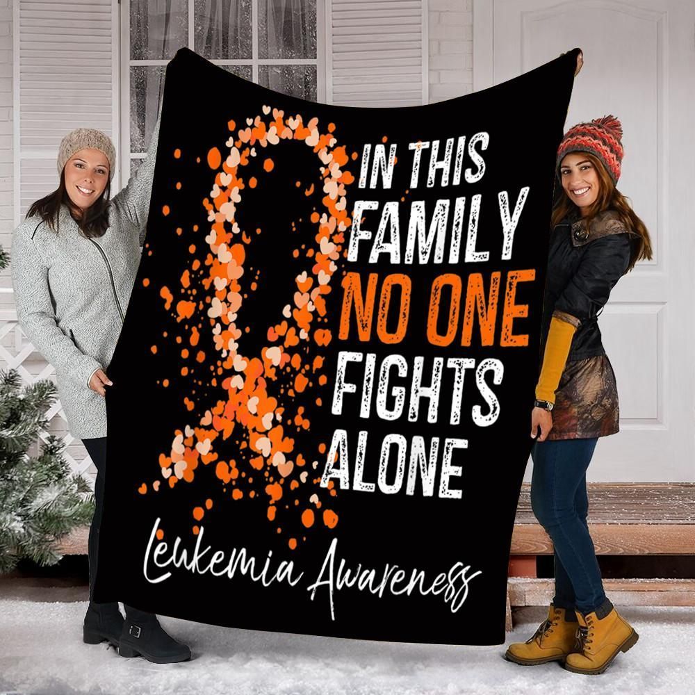 Leukemia Awareness In This Family No One Fights Alone Sherpa Fleece Blanket