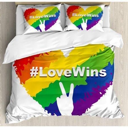 Lgbt Colors Love Wins Hashtag Peace Bedding Set