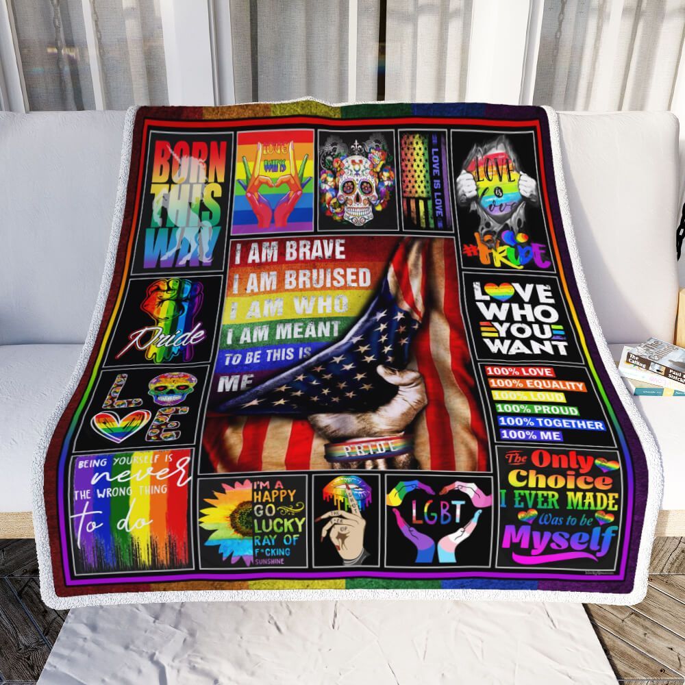 LGBT Pride I Am Brave Sherpa Fleece Blanket